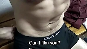 Uncut flesh latino fucked in a catch gym