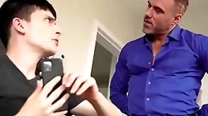 Stepdaddy bringing stepson to his knees, handsel to meetly discipline him - creepdad