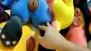 Shafting with the addition of cumming just about 6 plush pussies