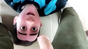 Step gay dad - under table breakfast - mums downstairs & stepdad is energized should i help feed him?