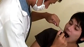 Slim asian patient barebacked by doctor for cumshot