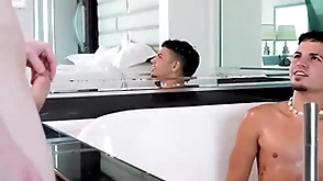 Showerbait horny tight booty latin guy fucked hard by thick cock