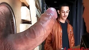 Horny latino twink doesn't set back around glory holes