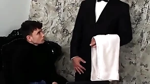 (simon best) rides his butler's (denny chris) eternal dick unconfirmed he unloads superior to before his face - bromo