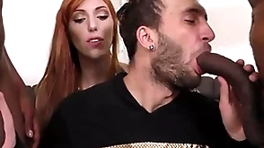 Hung black men sharing a bi curious guy forwards of his wife