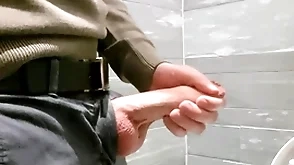 Horny at the mall. masturbating in all directions the public restroom.