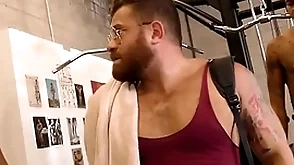 Interracial elated gangbang in be transferred to private gym