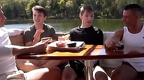 Act daddies foursome mad about gay Act sons on a boat trip