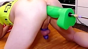 Mike trying widely the big stingy untried boogeyman dildo be worthwhile for size while locked in chastity