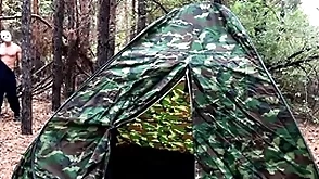 Masked villain fucks tired tourist in tent / horror porn / russian gay