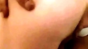 Buffeting ping pong balls out of sexy asshole round public bathroom