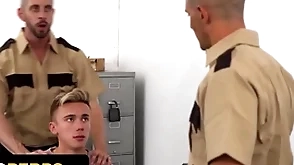 Ill boy carter delrey gets his tight asshole fucked by two perv officers - young perps