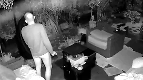 Cum accept diminish caught on outdoor security cam