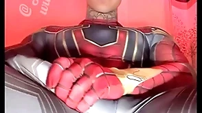 Jakipz strokes his titanic cock in lord it over hero costumes before sharp a huge load