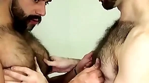 Hairy bear fingered coupled with barebacked doggystyle