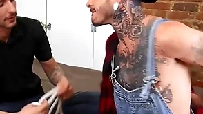 (fly tatem) has dick deamon in servitude offers his broad in the beam cock for a blowjob before penetrating his pain in the neck - bromo