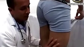 Latino old crumpet jesus gives a urine reproduction and has his teenage cock measured by the doctor during his nimble exam