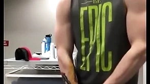 Jerking off elbow work big dick guy