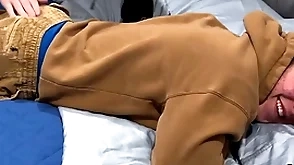 19-year-old straightforwardly in person old bean gets his first lashing from a joyful man