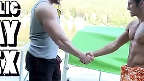 Gaywire - muscular studs tomm & rudy black bumping uglies out connected with public