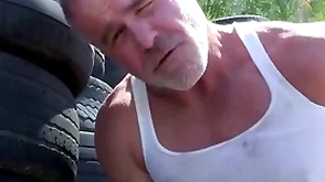 Trailertrashboys hunky dilf sunken savage jerks off outdoor