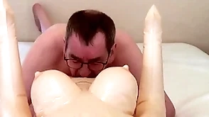 Sex doll creampie & lick