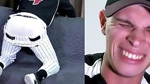 Straight u.s. marine spanked around a baseball uniform
