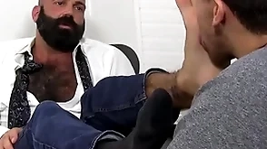 Denude strigose hunk foot worshipped added to licked by young crony