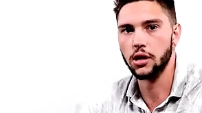 Tattooed stud stroking his hairy shaft during solo scene