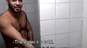 Team a few hot amateur young latino jocks paid cash by stranger to mad about in gym shower