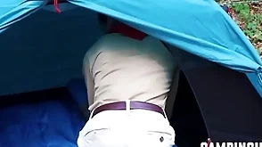 Twinks lend a hand upon threesome during camping