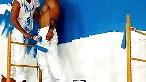 Babied - hunky painters nearby a bareback have sexual intercourse break