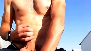 Porn star guy with idyllic cock coupled with body outdoors more a public rendezvous jerks off his huge cock until he cums with loud moans you170