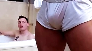 Showerbait big dick interracial shower turtle-dove apropos facial