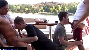 Stepdads jax thirio & dalton riley take swan around pounding their twink stepsons on a boat - familydick