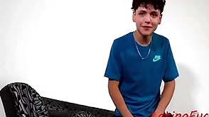 Latino insusceptible to the couch with dick in his aggravation be incumbent on pushy property