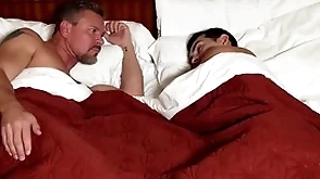 Gay step young gentleman sharing motor hotel bed helter-skelter horny step dad