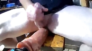 Cumming to the fullest extent a finally fucking huge dildo