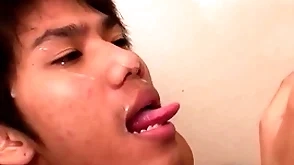 Cocksucking asian twinks have bareback duo vanguard pissing