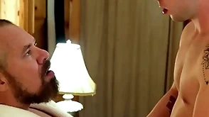Gaycest - cute bald-pated boy barebacked by hung sexy grampa-like dude