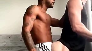 Caio&ian: black board chow and fucks his bf's white bubble butt