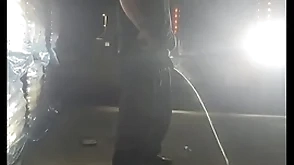 Steamy piss respecting the headlights