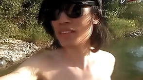 Jon arteen is this regime asian twink boy dancing a melodious strip-tease on the river smiling similarly his potent pubes doing outdoor gay porn with a sneaker and underwear fetish