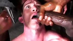Three ebony men codification a catch mouth and tight ass of a namby-pamby stumbling-block